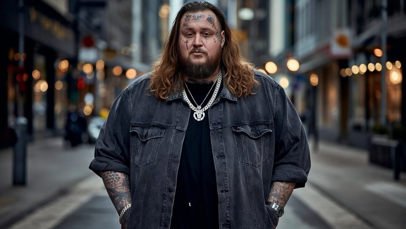 Jelly Roll weight loss transformation showing him completing a 5k run with a smile